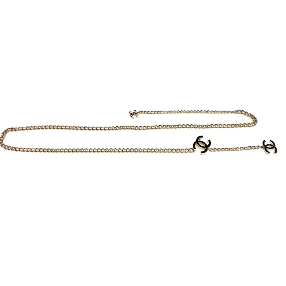 ❌SOLD❌VINTAGE CHANEL Black Gold CC Logo Necklace - Picture 6 of 12